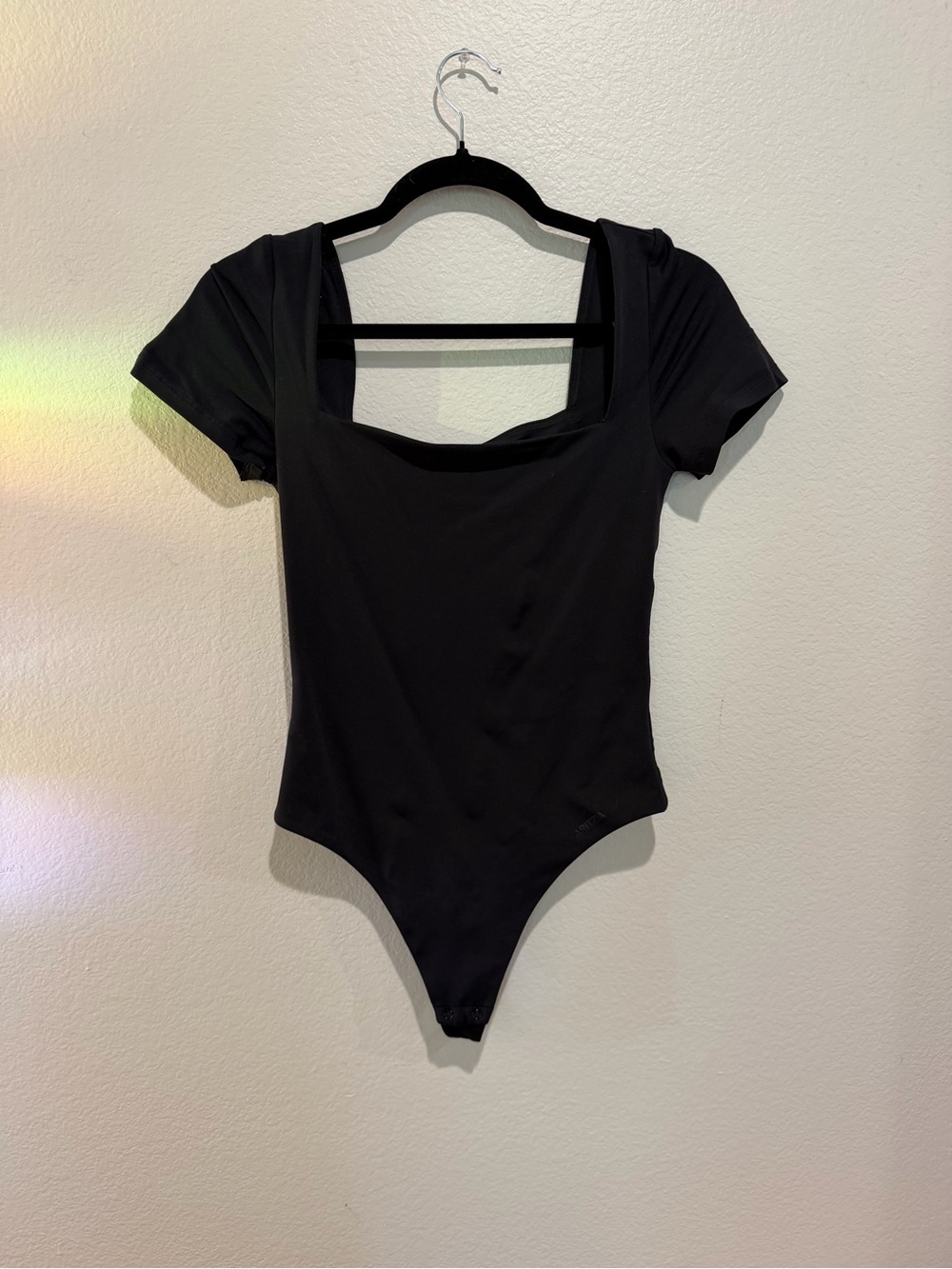 Aritzia Black Short Sleeve Square Neck Bodysuit
